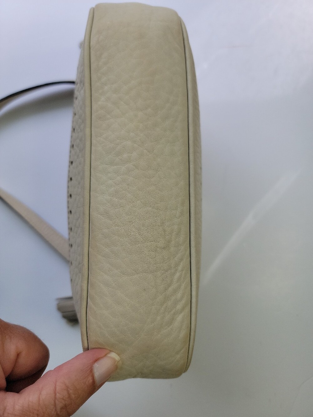 Y2k COACH Demi Baguette Purse Bone Pebbled Leather - Picture 8 of 15